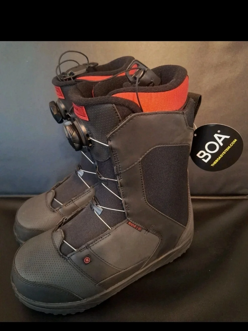 Ride Rook BOA Mens Snowboard Boots Size 9 Black New All Mountain Winter Sports